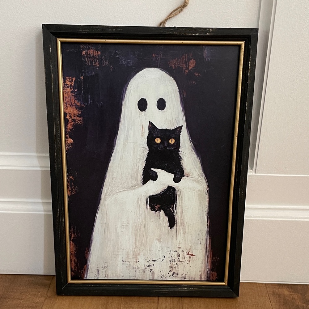 Ghost and Cat Framed Art Print